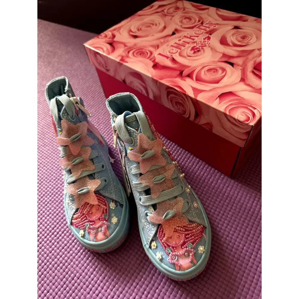 New Lelli Kelly Mermaid Sneakers Size US 7 Girls High Top Beaded Sequins